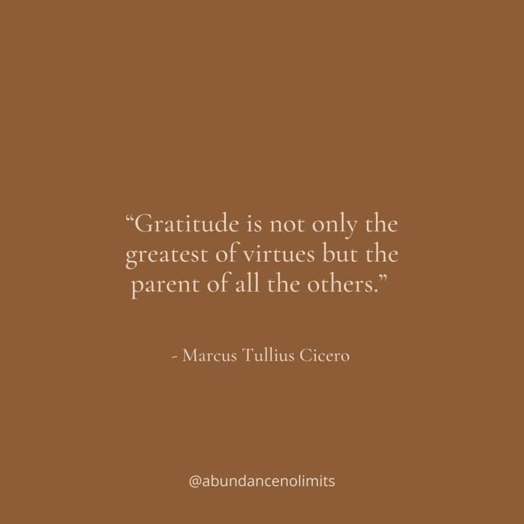 “Gratitude is not only the greatest of virtues but the parent of all the others.” - Marcus Tullius Cicero