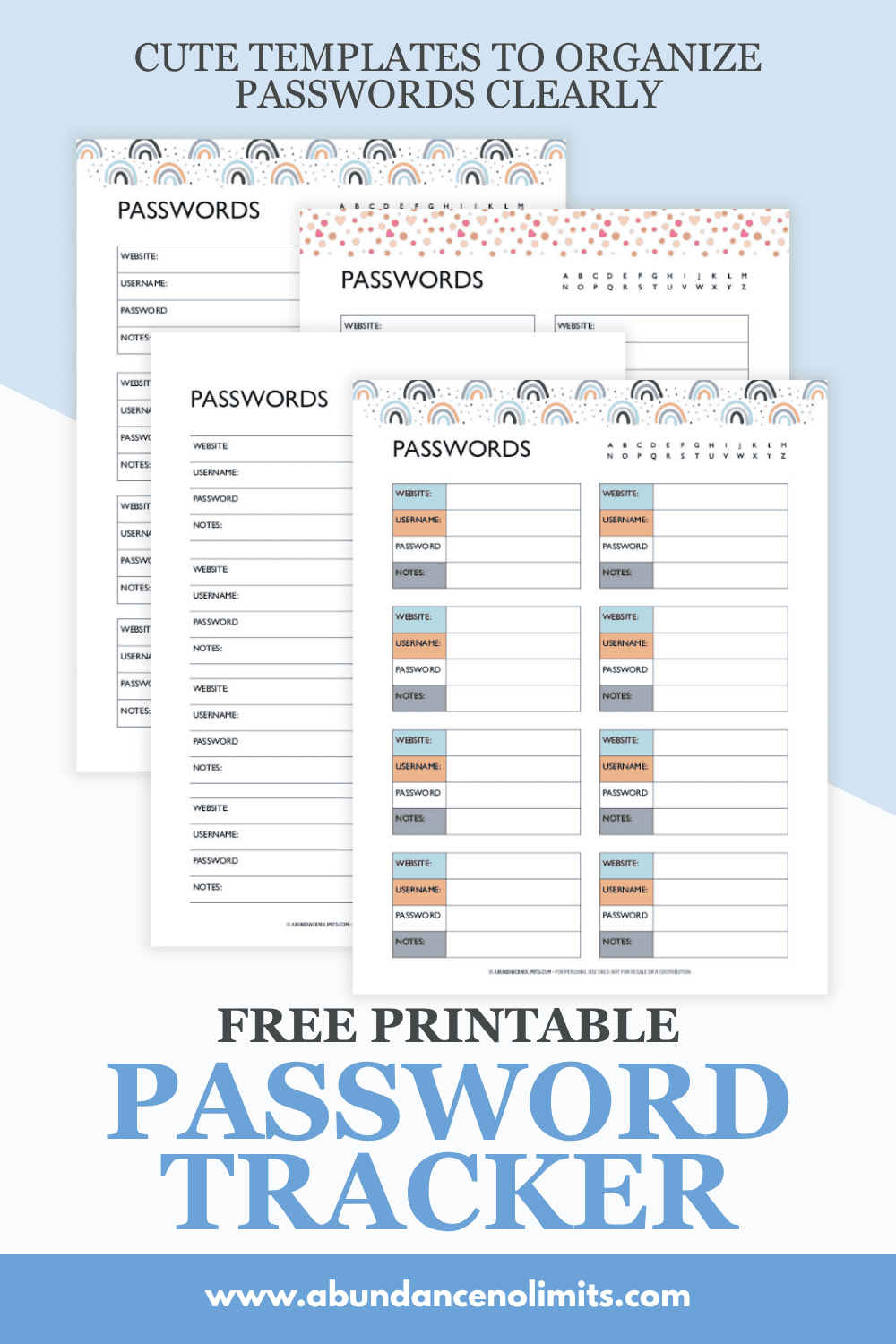 9 Free Printable Password Tracker Templates